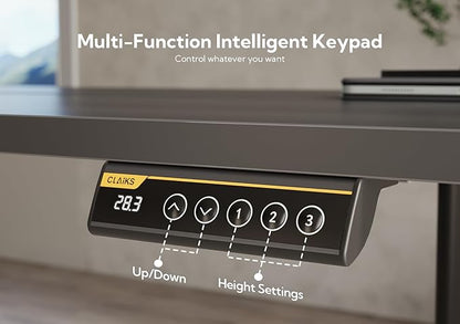 Claiks Electric Standing Desk, Adjustable Height Stand up Desk, 40x24 Inches Sit Stand Home Office Desk with Splice Board, Black Frame/Black Top