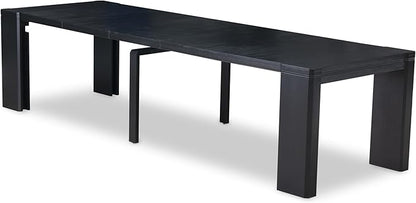 X07EL-B06-35 - 9-piece Dining Room Table Set a Rectangular Kitchen Table with a wooden Bench and 7 Doeskin Linen Fabric Dining Chair, 39x120 Inch, Wire Brushed Black