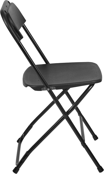 Flash Furniture Hercules Set of 10 Indoor/Outdoor Heavy-Duty Plastic Folding Chairs, Foldable Commercial Stacking Chairs with 650-lb. Static Weight Capacity, Black