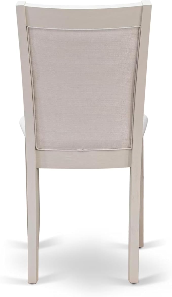 East West Furniture V097MZ001-5 5 Piece Dining Room Table Set Includes a Rectangle Dining Table with V-Legs and 4 Cream Linen Fabric Upholstered Parson Chairs, 40x72 Inch, Multi-Color