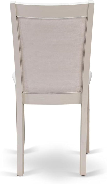 East West Furniture V027MZ001-5 5 Piece Dining Room Furniture Set Includes a Rectangle Dining Table with V-Legs and 4 Cream Linen Fabric Parsons Chairs, 40x72 Inch, Multi-Color