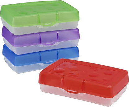 Storex Pencil Box, 8.38" X 5.63" X 2.5", Randomly Assorted Colors