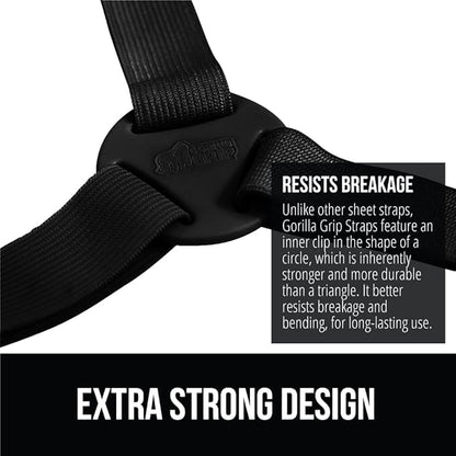 Gorilla Grip Bed Sheet Straps and Headboard Gap Pillow, Sheet Fasteners 4 Pack Black, Easy Install Sheet Suspenders, Headboard Gap Pillow Size King Gray, Dense Foam Wedge, 2 Item Bundle