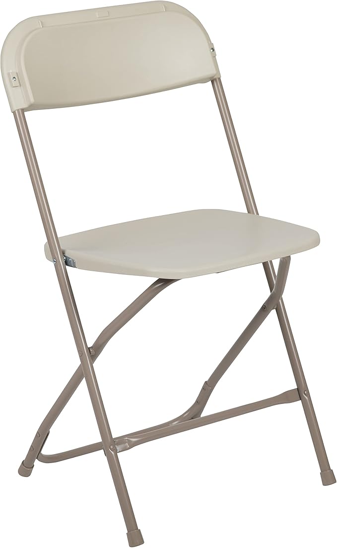Flash Furniture Hercules Series Plastic Folding Chair - Beige - 4 Pack 650LB Weight Capacity Comfortable Event Chair-Lightweight Folding Chair