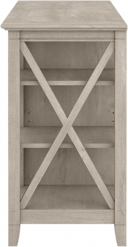 Bush Furniture Key West Tall TV Stand for 65 Inch TV in Washed Gray, Farmhouse Entertainment Center with Storage