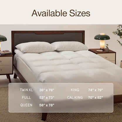 Coop Home Goods Essence Down Alternative Mattress Topper Twin, Plush 2-Inch Gusset and Baffle Box Design for Even Support and Comfort, Premium Bed Topper for Pressure Relief, Oeko-TEX Certified