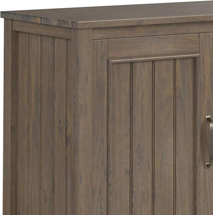 SIMPLIHOME Lev SOLID WOOD 53 Inch Wide Contemporary TV Media Stand in Smoky Brown for TVs up to 60 Inches, For the Living Room and Entertainment Center