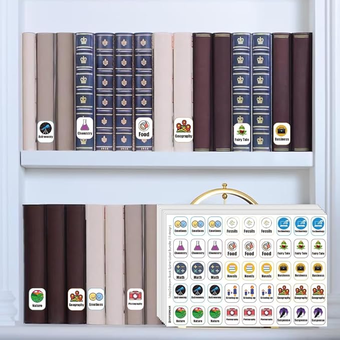 Genre Book Spine Labels for Classroom Library | 450PCS Teacher Supplies Stickers for Classroom Book Shelf (15 Genre)