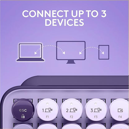 Logitech POP Keys Mechanical Wireless Keyboard with Customizable Emoji Keys, Durable Compact Design, Bluetooth or USB Connectivity, Multi-Device, OS Compatible - Cosmos