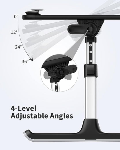 SAIJI Height & Angle Adjustable Laptop Stand for Bed, Lap Desk Bed Tray Table, Light Weight Foldable Portable Laptop Table for Couch Sofa Chair Floor Desk for Adults, Kids (Black)