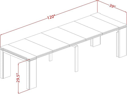X12X1-0C6-24 14-pc Modern Dining Room Table Set a Rectangular Dining Table with a coffee Table and 12 Black Polyester Stackable Chair, 39x120 Inch, Wire Brushed Black