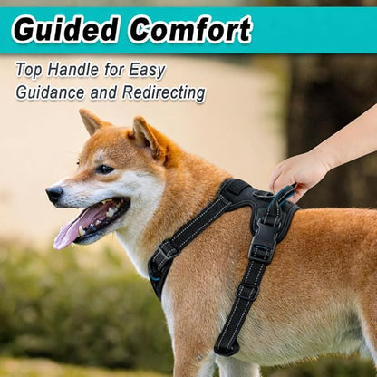 BARKBAY Dog Harness No Pull Mesh for Large Dogs - Adjustable, Reflective, Comfortable, No Choke, Heavy-Duty - Perfect for Outdoor Training, Walking, and Hiking - Strong & Durable - L & Black Mesh
