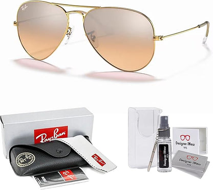 Ray-Ban RB3025 Metal Aviator Sunglasses For Men For Women +BUNDLE with ACCESSORY EYEWEAR KIT