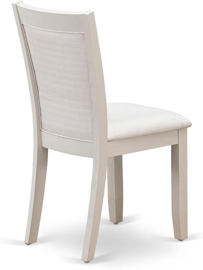 East West Furniture V077MZ001-6 6 Piece Dinette Set Contains a Rectangle Dining Room Table with V-Legs and 4 Cream Linen Fabric Parson Chairs with a Bench, 40x72 Inch, Multi-Color