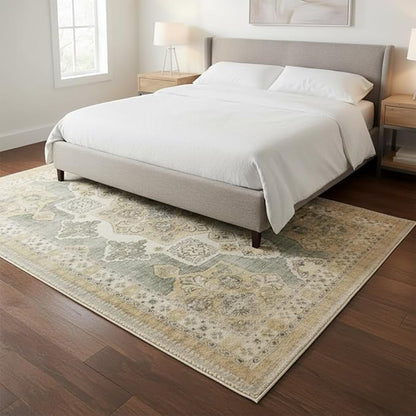 Muddy Mat짰 Monarch 5ft x 7ft Washable Area Rugs for Living Room, Bedroom & Dining Room ??Modern Soft Low Pile Non Slip Carpet ??Pet Friendly Waterproof Foldable Rugs for Home