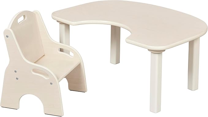 ECR4Kids Little Learner Table and Chair Set, Kids Furniture, White Wash