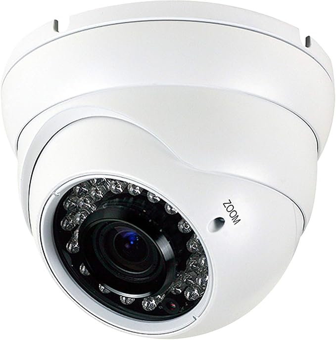 Analog CCTV Camera HD 1080P 4-in-1 (TVI/AHD/CVI/CVBS) Security Dome Camera Outdoor, 2.8mm-12mm Manual Focus/Zoom Varifocal Lens, Weatherproof Metal Housing 36 IR-LEDs Day & Night Monitoring (White)