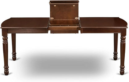 East West Furniture DODA7-MAH-26 7 Piece Dining Room Set Consists of a Rectangle Wooden Table with Butterfly Leaf and 6 Polyester Fabric Upholstered Chairs, 42x78 Inch, Mahogany