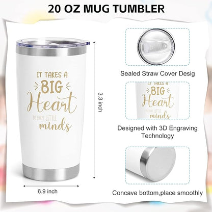 UAREHIBY 12 PCS Teacher Appreciation Gifts in Bulk, 20 OZ Wine Tumbler Teacher Gifts, Graduation Gift with Keychain,Best End of Year Teachers Gift with Cosmetic bag for Women Men