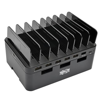 Eaton Tripp Lite Series USB Charging Station for Multiple Devices, 7-Port Portable Multi USB Device Dock, 1 USBC, Storage Slots for Phone Apple iPhone Tablet & iPad, 2.4A Per Port (U280-007-CQC-ST)