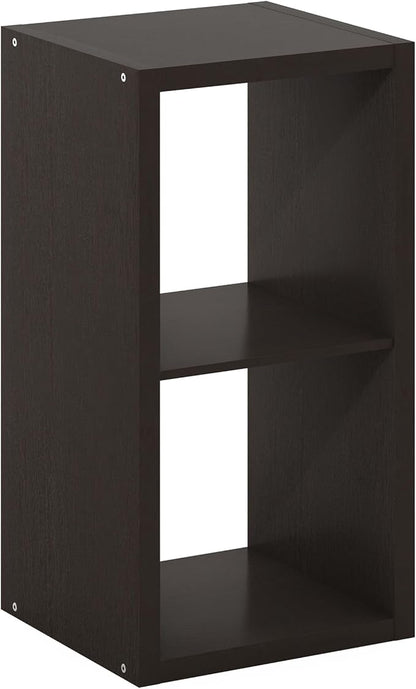 Furinno Cubicle Open Back Decorative Cube Storage Organizer, 2-Cube, Black Dark Oak