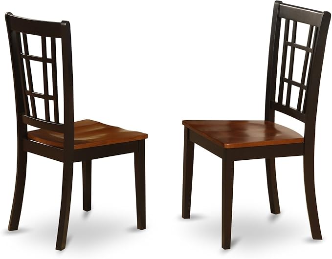 East West Furniture MZNI5-BCH-W 5 Piece Kitchen Table Set for 4 Includes a Rectangle Dining Room Table with Dropleaf and 4 Solid Wood Seat Chairs, 36x54 Inch, Black & Cherry