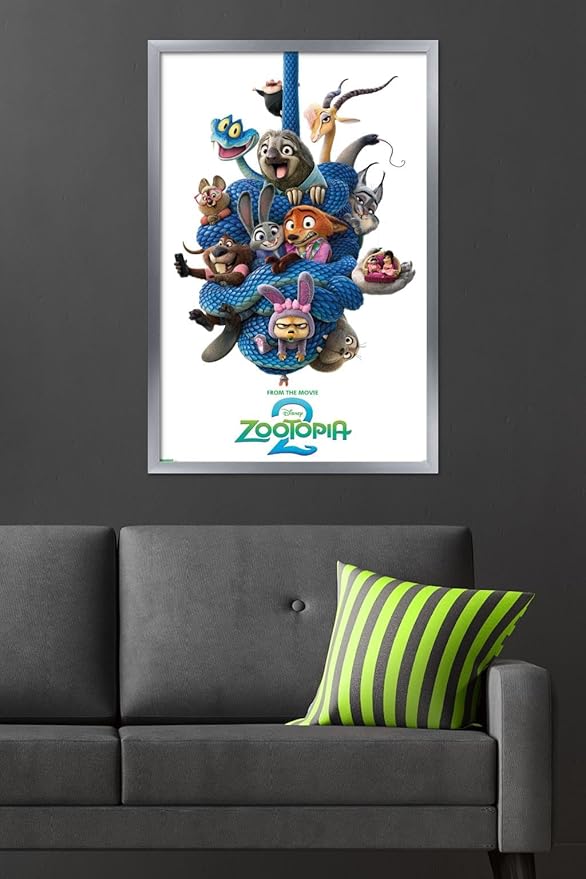 Disney Zootopia 2 (2025) - Group One Sheet Wall Poster, 34L" x 22.4W", Silver Framed Version