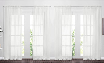NICETOWN Voile Sheer Window Curtains for Bedroom, Rod Pocket Elegant Airy Sheer Curtains Vertical Drapes for Living Room, W60 x L84, 4 Panels, Ivory