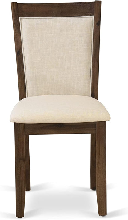 East West Furniture X797MZN32-9 9 Piece Dining Table Set Includes a Rectangle Dining Room Table with X-Legs and 8 Light Beige Linen Fabric Parsons Chairs, 40x72 Inch, Multi-Color