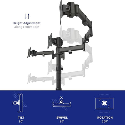 VIVO Triple Monitor Mount Fully Adjustable Desk Free Stand for 3 LCD Screens up to 24 inches STAND-V003P
