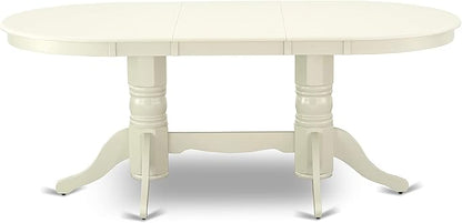 East West Furniture VAVA7-LWH-C 7 Piece Modern Dining Table Set Consist of an Oval Wooden Table with Butterfly Leaf and 6 Linen Fabric Upholstered Dining Chairs, 40x76 Inch, Linen White