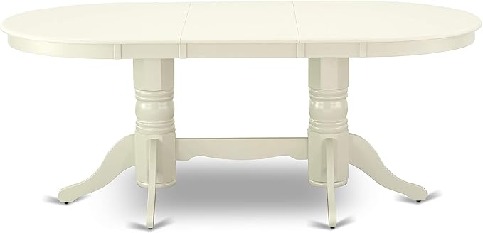 East West Furniture VAVA9-LWH-C 9 Piece Dining Set Includes an Oval Dining Room Table with Butterfly Leaf and 8 Linen Fabric Upholstered Kitchen Chairs, 40x76 Inch, Linen White