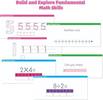 Magnetic Math Number Rods Counting Blocks and Practice Folder Set with Activity Cards, Magnetic Math Counters, Fraction Bars, Foam Math Blocks, Math Manipulatives, Classroom Must Have