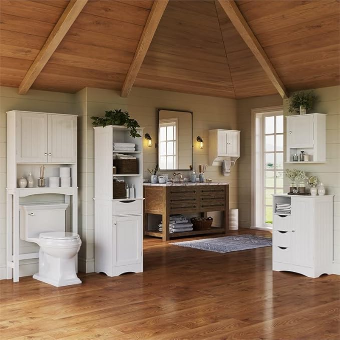 RiverRidge Ashland Bathroom Storage Cabinet Bundle with Shelves and Drawer