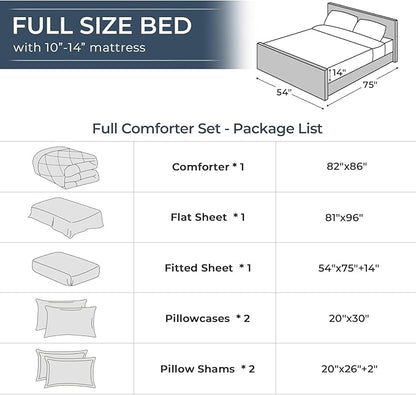 HEVUMYI Ivory Full Comforter Set - 7-Piece All Season Bed in a Bag Full, Ultra Soft Bedding Set with Comforter, Flat Sheet, Fitted Sheet, Pillowcases, Pillow Shams