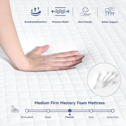 SDHYL Twin Mattress, 10 Inch Gel Infused Memory Foam Mattress for Good Sleep, Bed in a Box Mid Firm CertiPUR-US Certified & Fiberglass Free, Washable Cover, 75"*39"