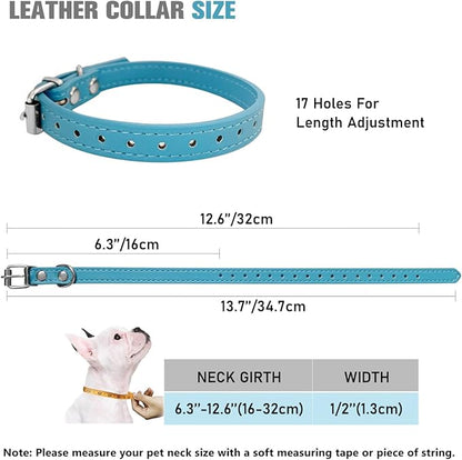 Puppy Collars for Litter - 14 Color Adjustable ID Collar Identification Leather Small Dog Collars for Puppy Medium Large Breed Dogs - Neck 6~13 Inches