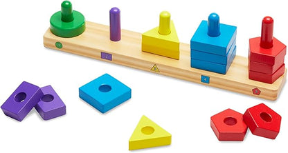 Melissa & Doug Stack and Sort Board - Wooden Educational Toy With 15 Solid Wood Pieces