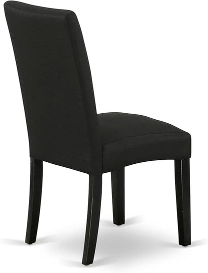 East West Furniture V697DR124-5 5 Piece Dining Room Table Set Includes a Rectangle Dining Table with V-Legs and 4 Black Color Linen Fabric Upholstered Chairs, 40x72 Inch, Multi-Color