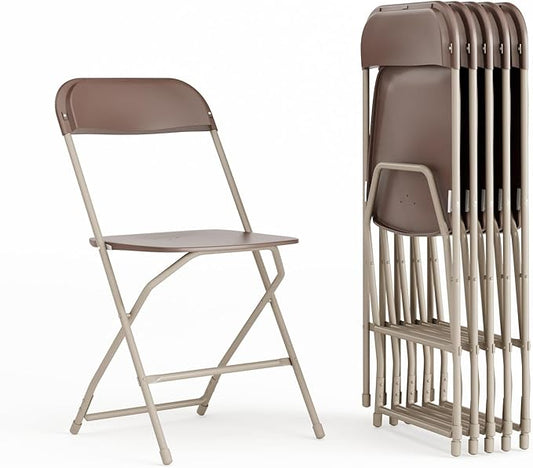 Flash Furniture Hercules Series Plastic Folding Chair - Brown - 6 Pack 650LB Weight Capacity Comfortable Event Chair-Lightweight Folding Chair