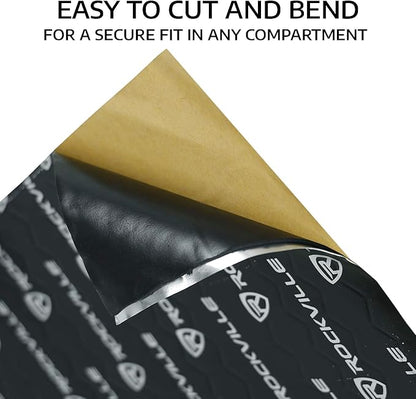 Rockville RockMat 50-25 50 Sq Ft Butyl Sound Deadening Mat 2.5MM 100 Mil, Aluminum Foil Backing, Heavy Duty Vibration and Noise Damping for Car Truck Van RV Marine and SPL Audio Installations