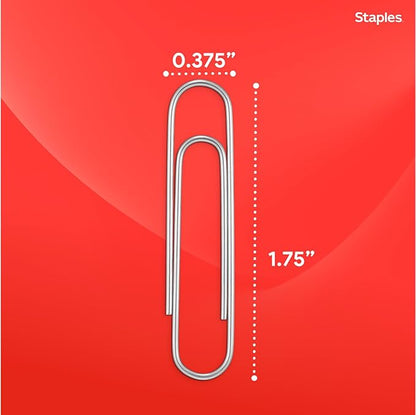 Staples Jumbo Paper Clips, Silver, 1,000 Pack – Large Steel Clips for Documents, Brochures & Office Organization