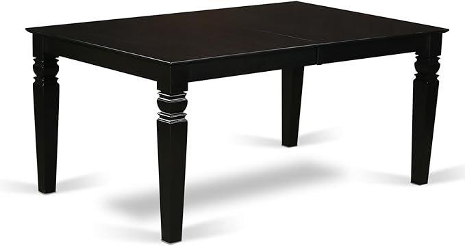 East West Furniture LGKE7-BLK-LC 7 Piece Modern Dining Table Set Consist of a Rectangle Wooden Table with Butterfly Leaf and 6 Faux Leather Dining Room Chairs, 42x84 Inch, Black