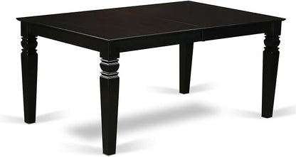 East West Furniture LGBO5-BLK-W 5 Piece Kitchen Table & Chairs Set Includes a Rectangle Dining Room Table with Butterfly Leaf and 4 Dining Chairs, 42x84 Inch, Black