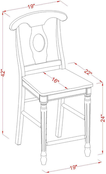 East West Furniture JAKE3-BLK-W 3 Piece Counter Height Dining Table Set Contains a Round Kitchen Table with Pedestal and 2 Dining Room Chairs, 36x36 Inch, Black & Cherry