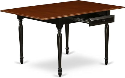 East West Furniture MZNI3-BCH-W 3 Piece Dining Table Set for Small Spaces Contains a Rectangle Dining Room Table with Dropleaf and 2 Wood Seat Chairs, 36x54 Inch, Black & Cherry