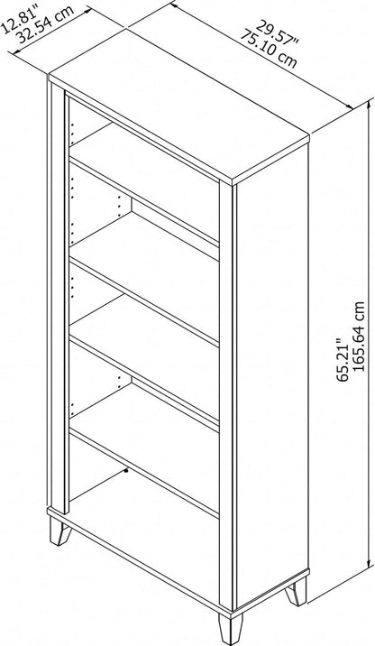 Bush Furniture WC81765 Bookcase, Bookshelf, Large Book Living Room, Home Office, or Entryway, Tall 5 Shelf, Hansen Cherry