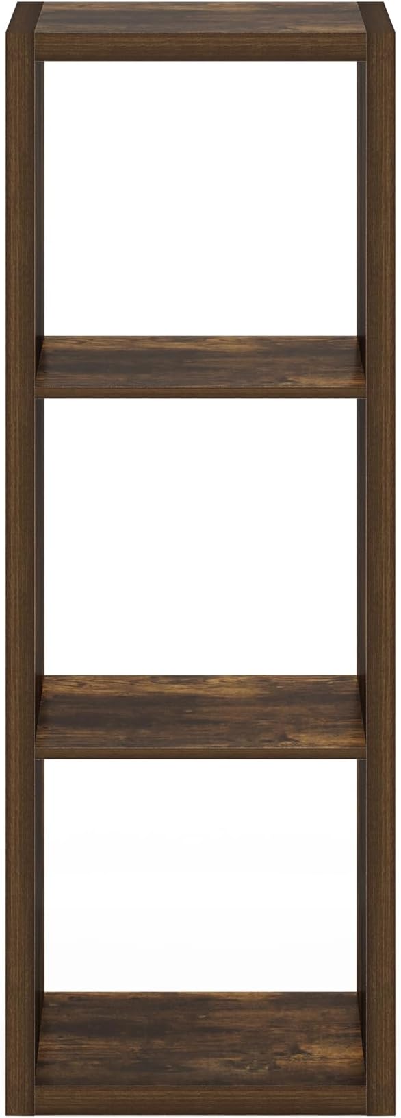 Furinno Cubicle Open Back Decorative Cube Storage Organizer, 3-Cube, Amber Pine
