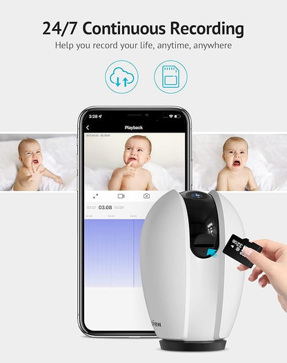 LaView Indoor Security Camera, Baby Monitor with Sound/Motion Detection and Night Vision,WiFi Camera Home Pet Dog Surveillance Camera with App,Two-Way Audio,360-degree IP Camera Work with Alexa