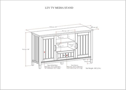SIMPLIHOME Lev SOLID WOOD 53 Inch Wide Contemporary TV Media Stand in Smoky Brown for TVs up to 60 Inches, For the Living Room and Entertainment Center